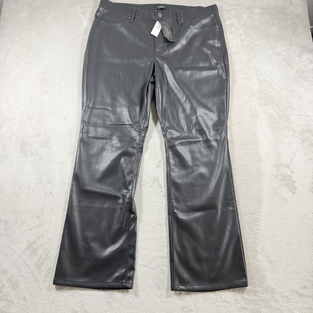 Banana Republic Womens Vegan Leather Pants 16 Bootcut Black Mid Rise New